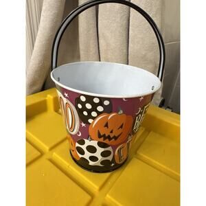 Halloween Pail Pumpkins Boo Orange Purple Black Decor